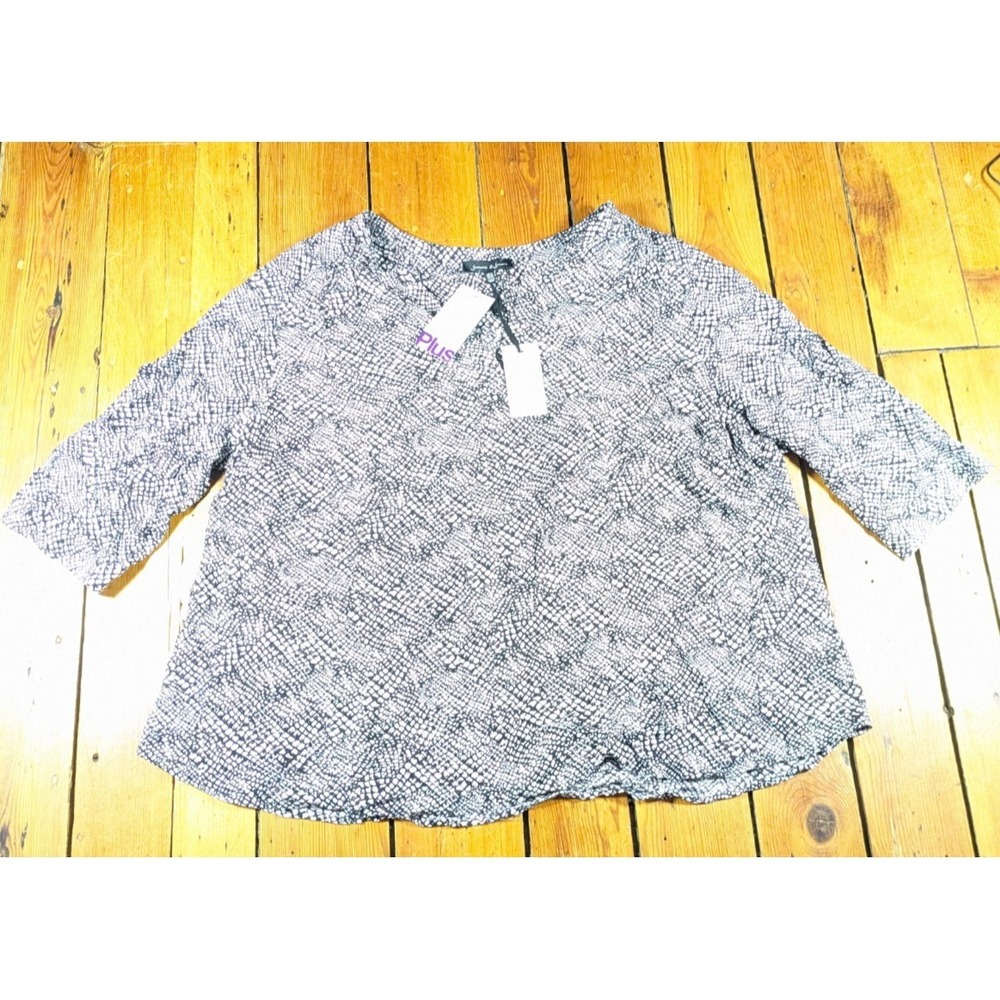 Jasmine & Juliana Long Sleeve Women's 3X Black Anstract Casual‎ Shirt